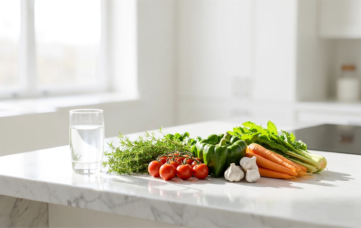 Frische gesunde Zutaten in einer Wiener Küche